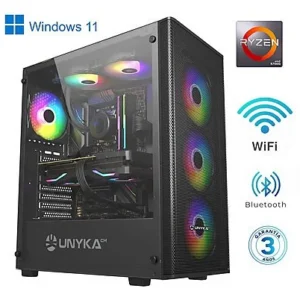 PC Gaming Avanzado - JOYBE COMPUTERS PC Gaming AMD - Ordenador Gaming Ryzen 3, AMD Ryzen™ 7 5700G, 32 GB RAM, 1 TB SSD, Radeon™ RX Vega 8, Windows 11 Pro, Negro RGB