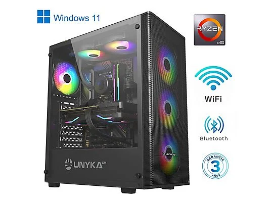 PC Gaming Avanzado - JOYBE COMPUTERS PC Gaming AMD - Ordenador Gaming Ryzen 3, AMD Ryzen™ 7 5700G, 32 GB RAM, 1 TB SSD, Radeon™ RX Vega 8, Windows 11 Pro, Negro RGB